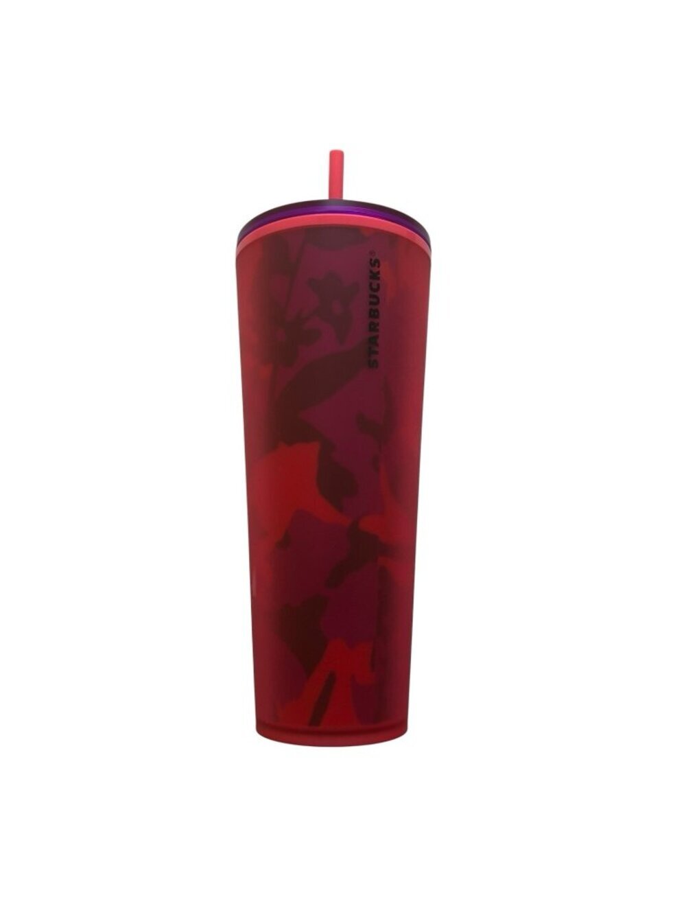 NEW Starbucks 2022 Spring Red Floral Soft Touch Tumbler Cup Venti 24 oz